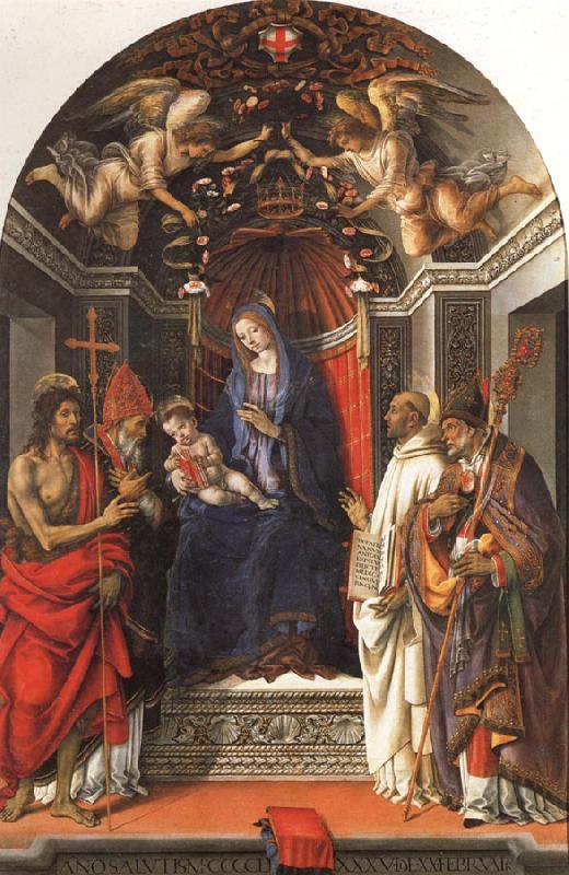 Filippino Lippi Madonna and Child Enthroned with SS.John the Baptist,Victor,Ber-nard,and Zenbius oil painting image